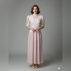 Vintage Scott McClintock Pink and White Lace Dress